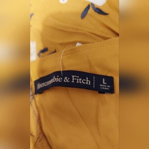 Boho Maxi Jumpsuit Abercrombie Yellow Floral NWOT Large - Picture 7 of 8